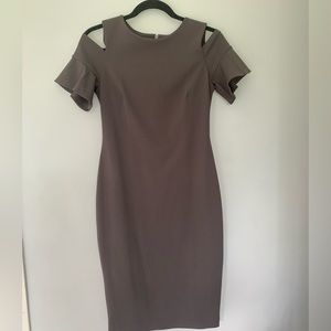 Calvin Klein off the shoulder work dress in dark gray size 4